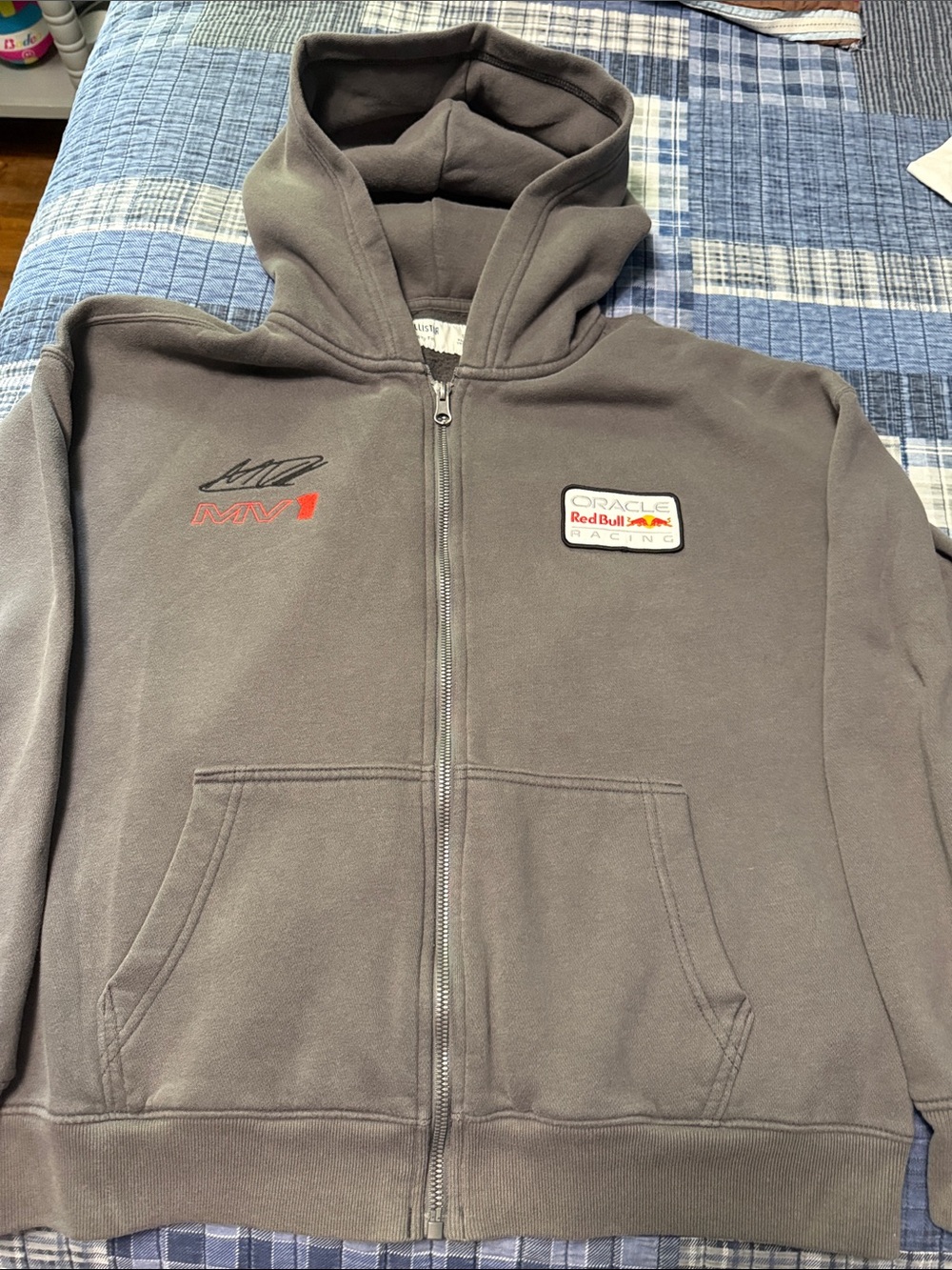 Hollister Gray Zip-Up Hoodie Oracle Red Bull Racing size S